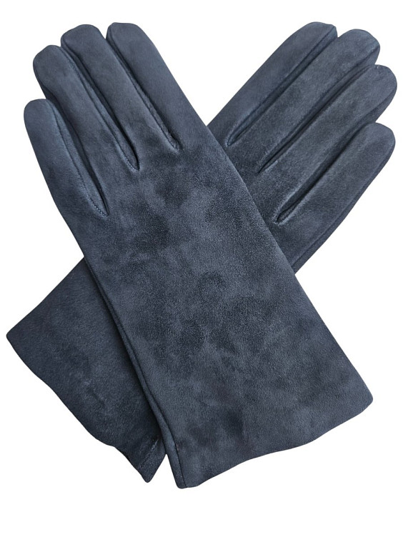 Sermoneta Gloves Темно-серые замшевые перчатки на меху кролика