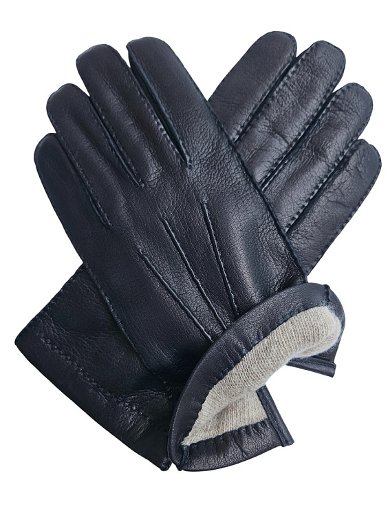 Sermoneta Gloves Черные перчатки из оленьей кожи