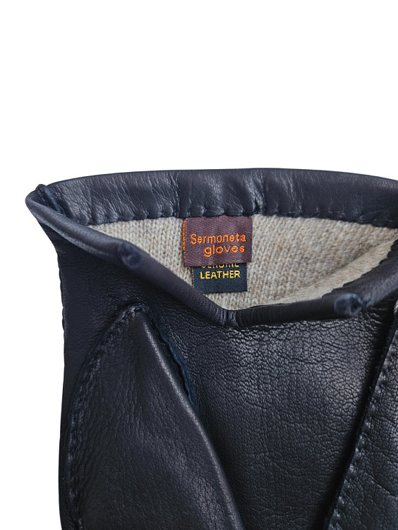 Sermoneta Gloves Черные перчатки из оленьей кожи
